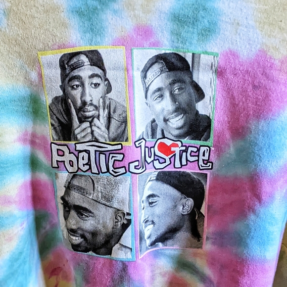 NWOT! TUPAC 90s Throwback Poetic Justice Tie-Dyed Cropped Fleece Hoodie - Picture 4 of 10